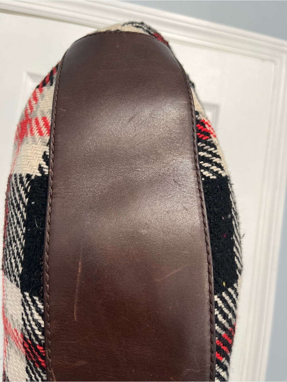 Kate Spade NY Storybook Lining Ruby Park Shon Hobo Bag Plaid Wool Red - Picture 8 of 17